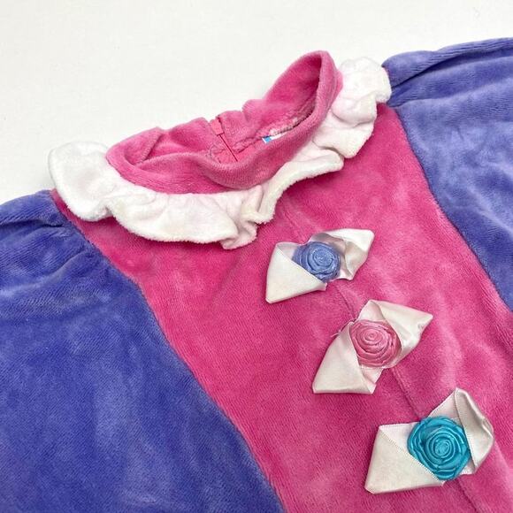 Vtg Girls Bright Color Block Velour Jumpsuit 6-9 M - Picture 3 of 10
